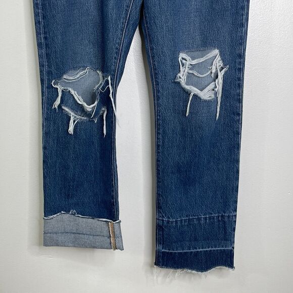 Levi's 501 Original Cropped High Waist Jeans Raw Drop Hem Women's Size 30 - Picture 5 of 10